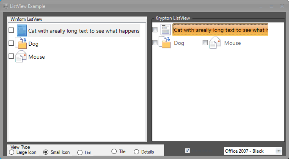 KryptonListView 示例截图