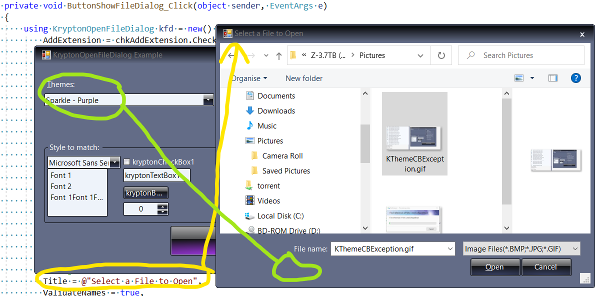KryptonOpenFileDialog 示例截图