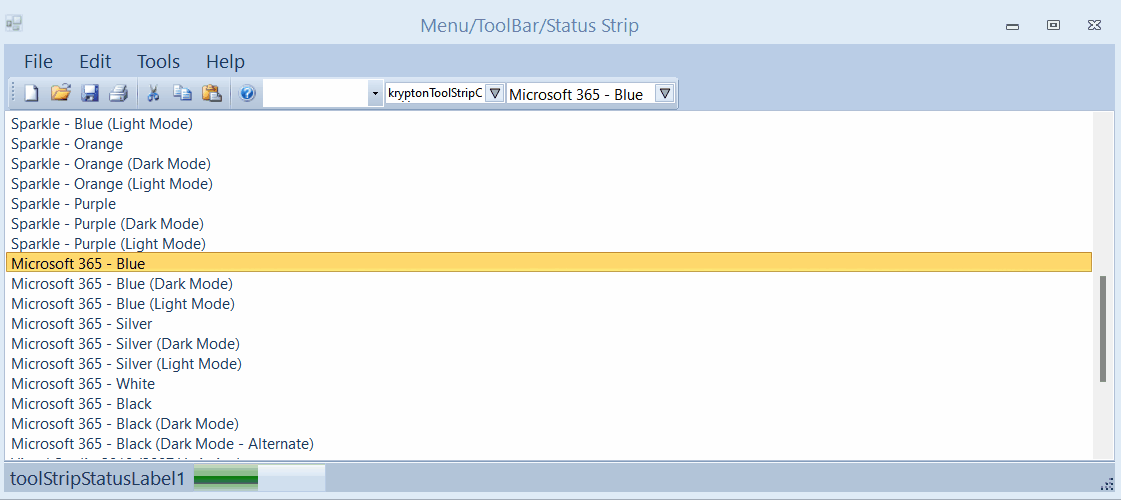 KryptonToolStrip 示例截图